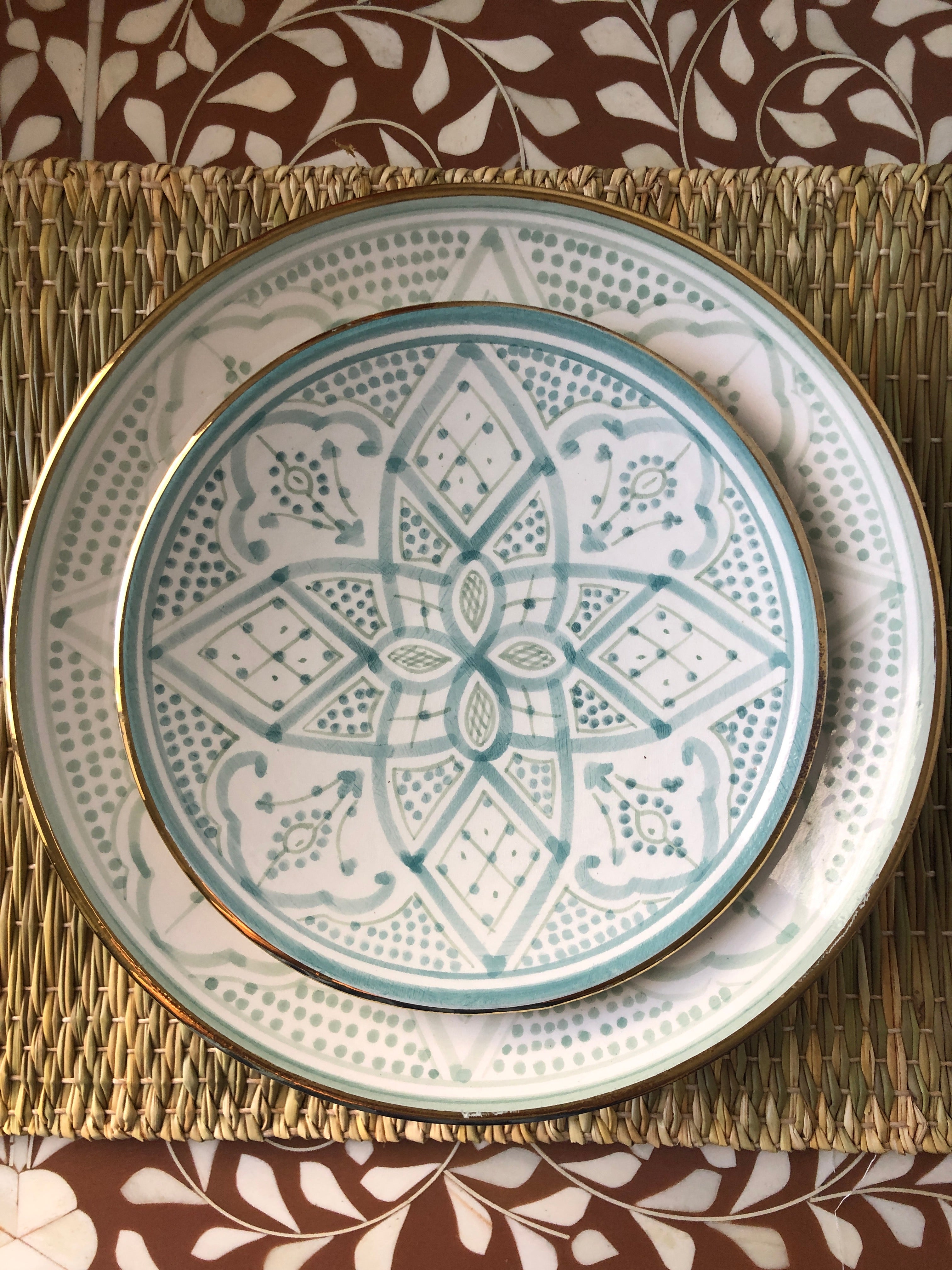 Pastel Safi Plates (Set of Two) in Mint