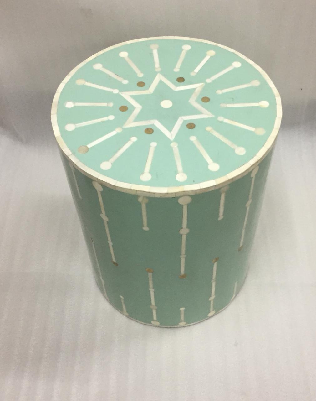 Brass Dot Bone Inlay Side Table