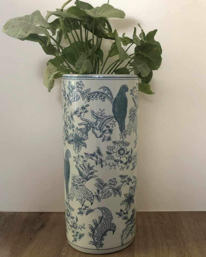 Chinoiserie Umbrella Stand/Planter in Blue