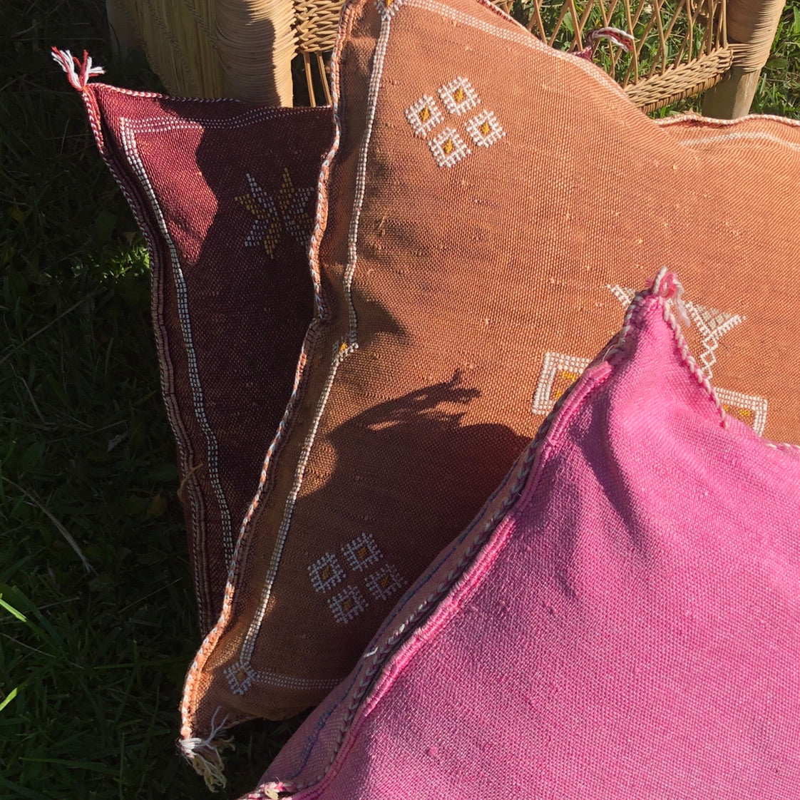 Genuine Moroccan Cactus Silk Cushion in Umber