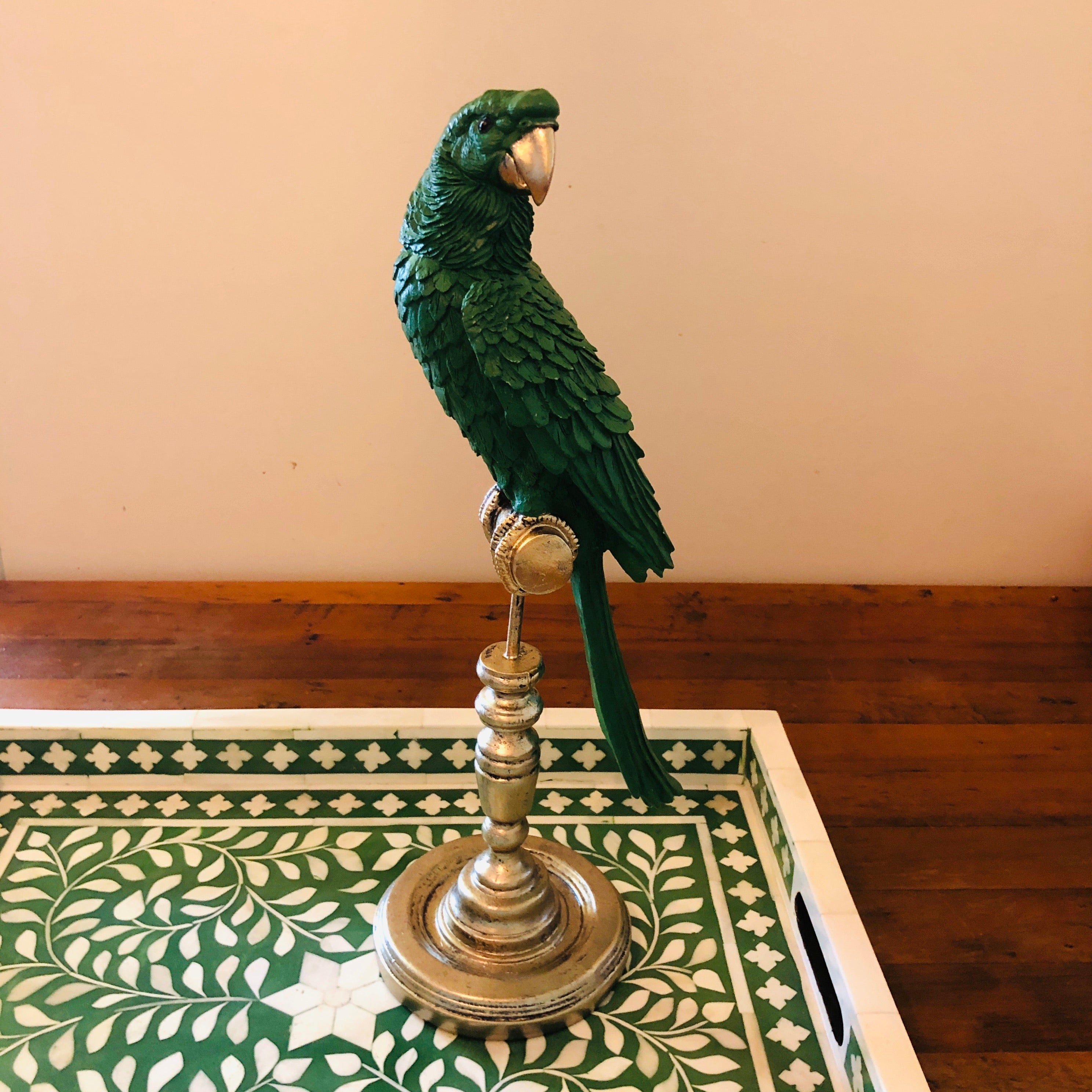 Parrot on Stand in Green
