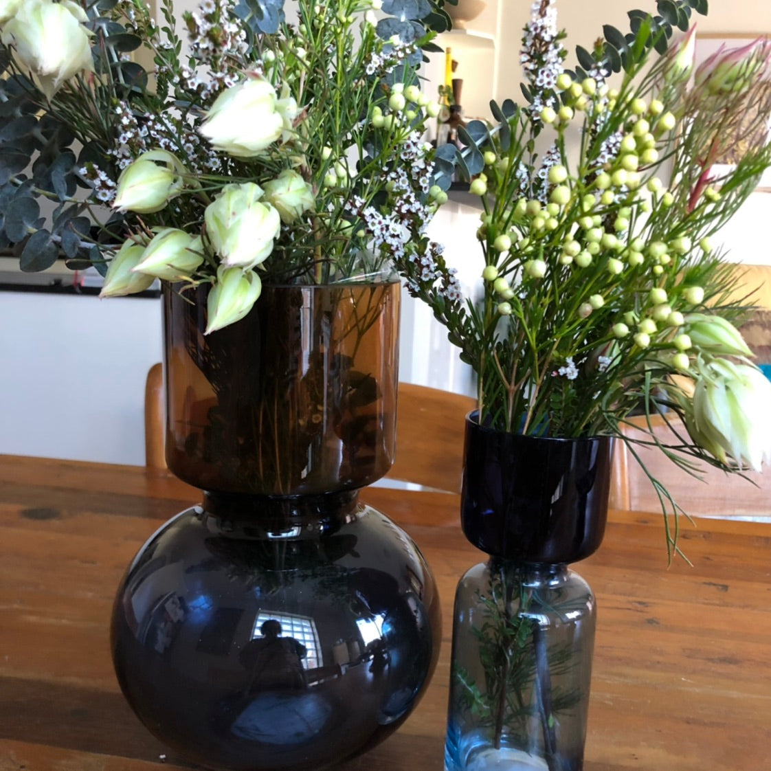 M&M Range: Ombre Blue and Amber Glass Vase