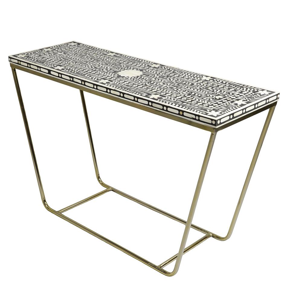 Rachida Bone Inlay Console in Black