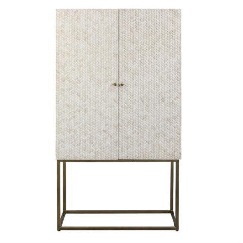 Bone Inlay 3 Drawer Chest in Floral/White