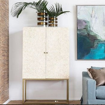Bone Inlay 3 Drawer Chest in Floral/White
