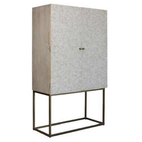 Bone Inlay 3 Drawer Chest in Floral/White