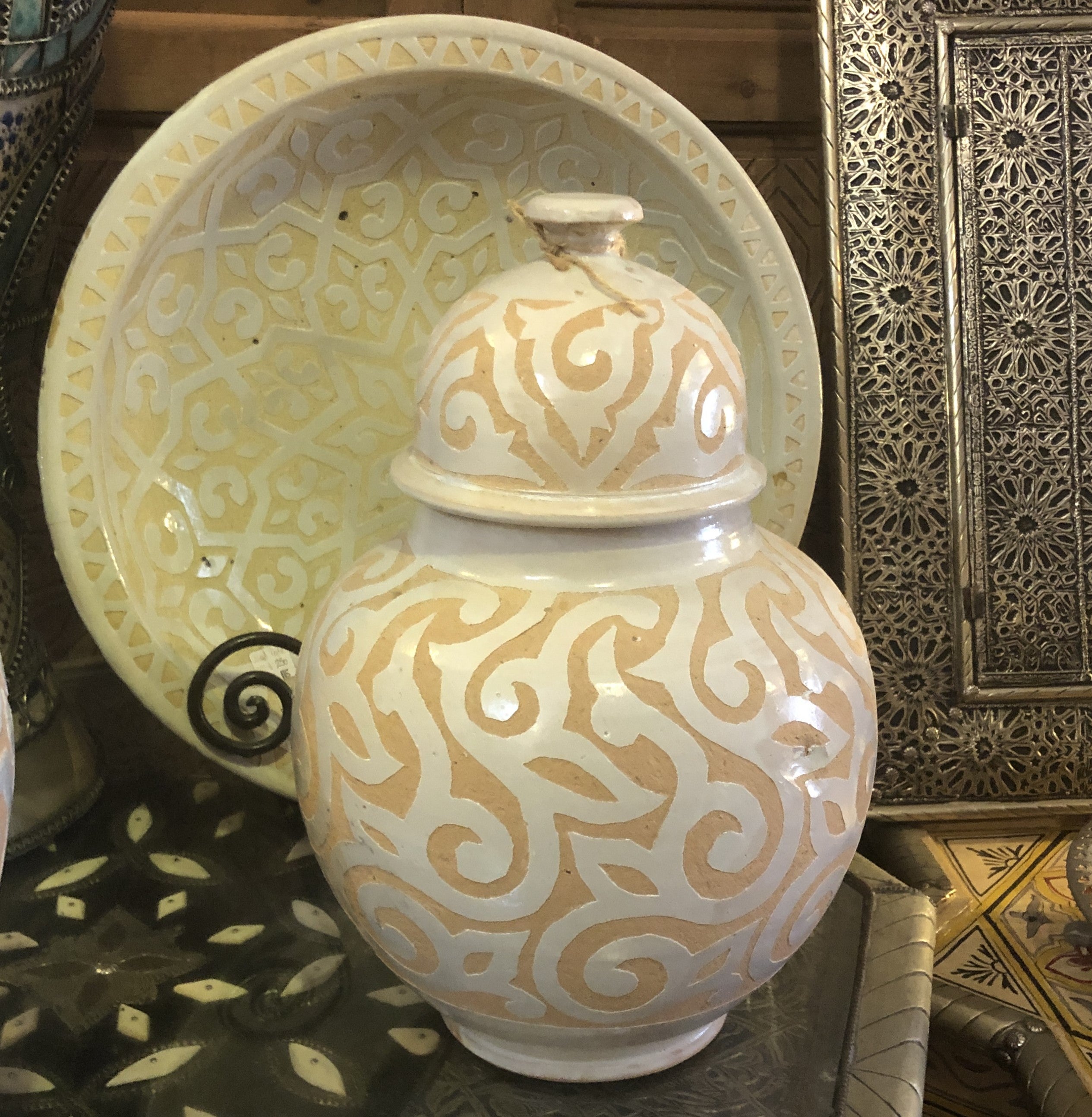 Handcarved Moroccan Ginger Jar