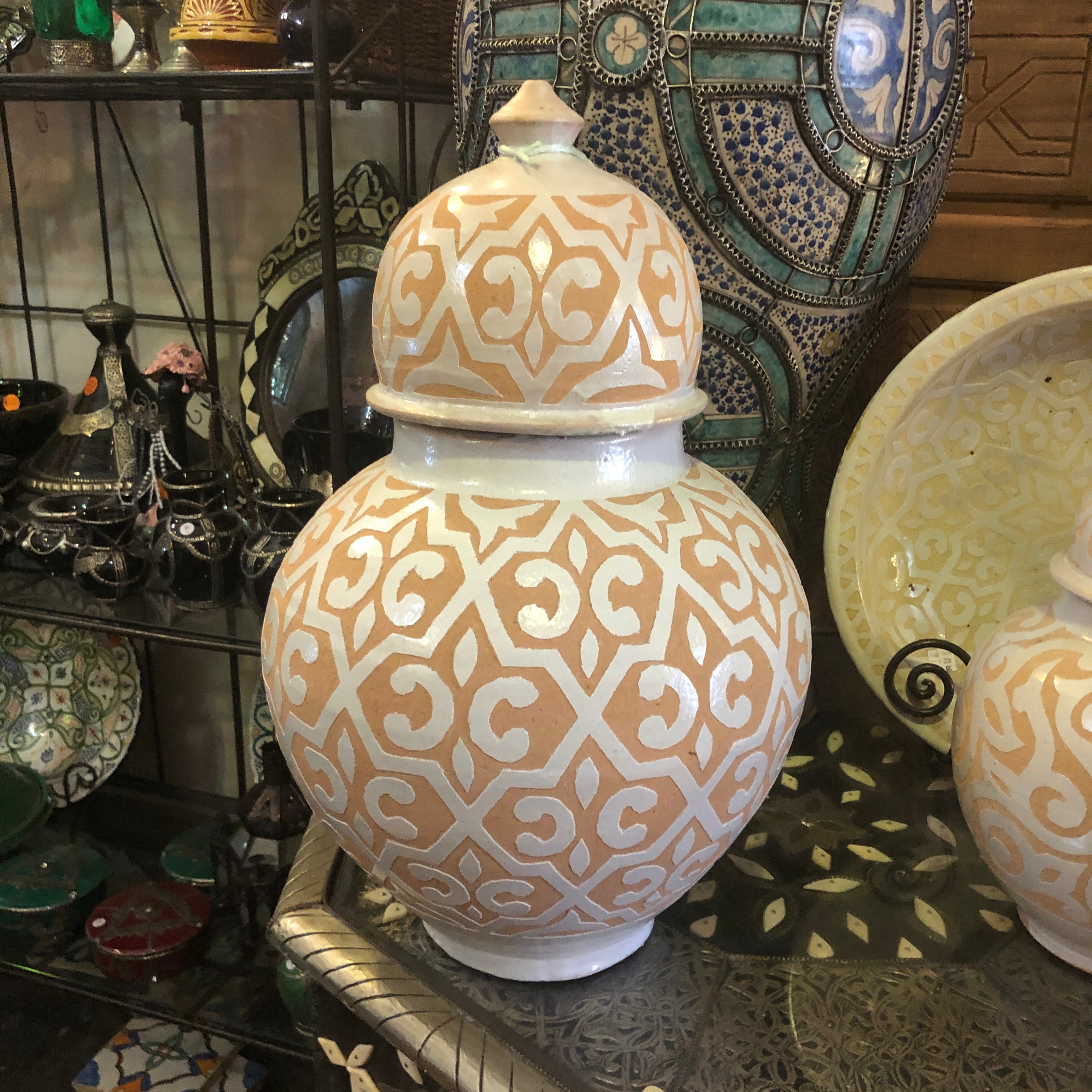 Handcarved Moroccan Tall Urn