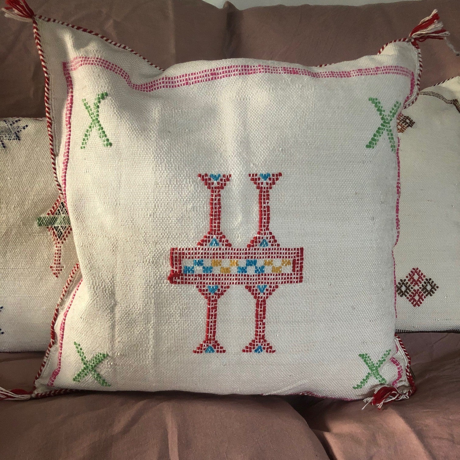 Genuine Moroccan Cactus Silk Pillow in Ivory II