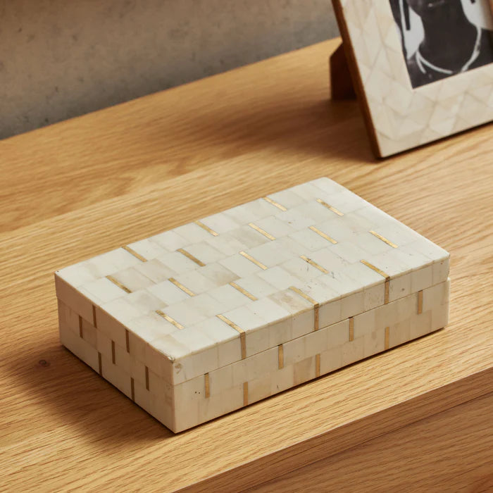 Brass Accent Bone Inlay Box