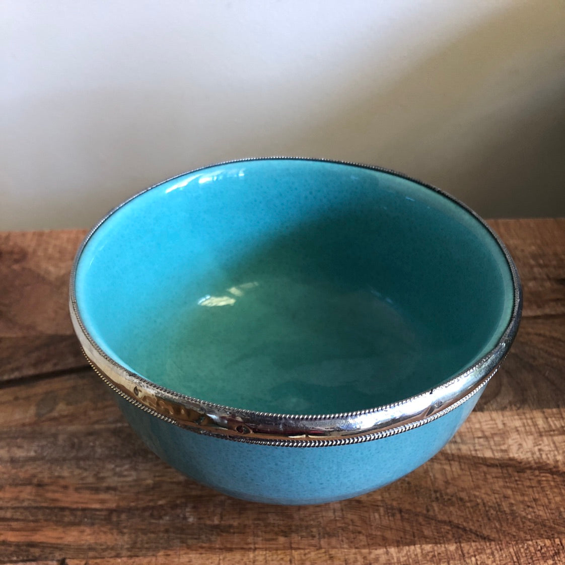 Fez Bowl with Silver Edging in Turquoise - Set of 2