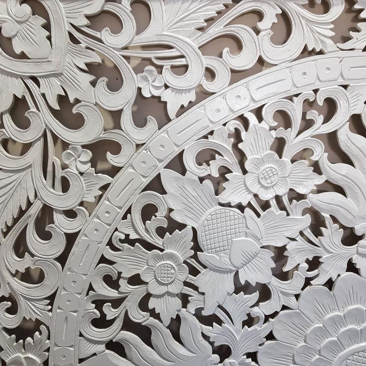 Carved Square Cutout Bedhead in White