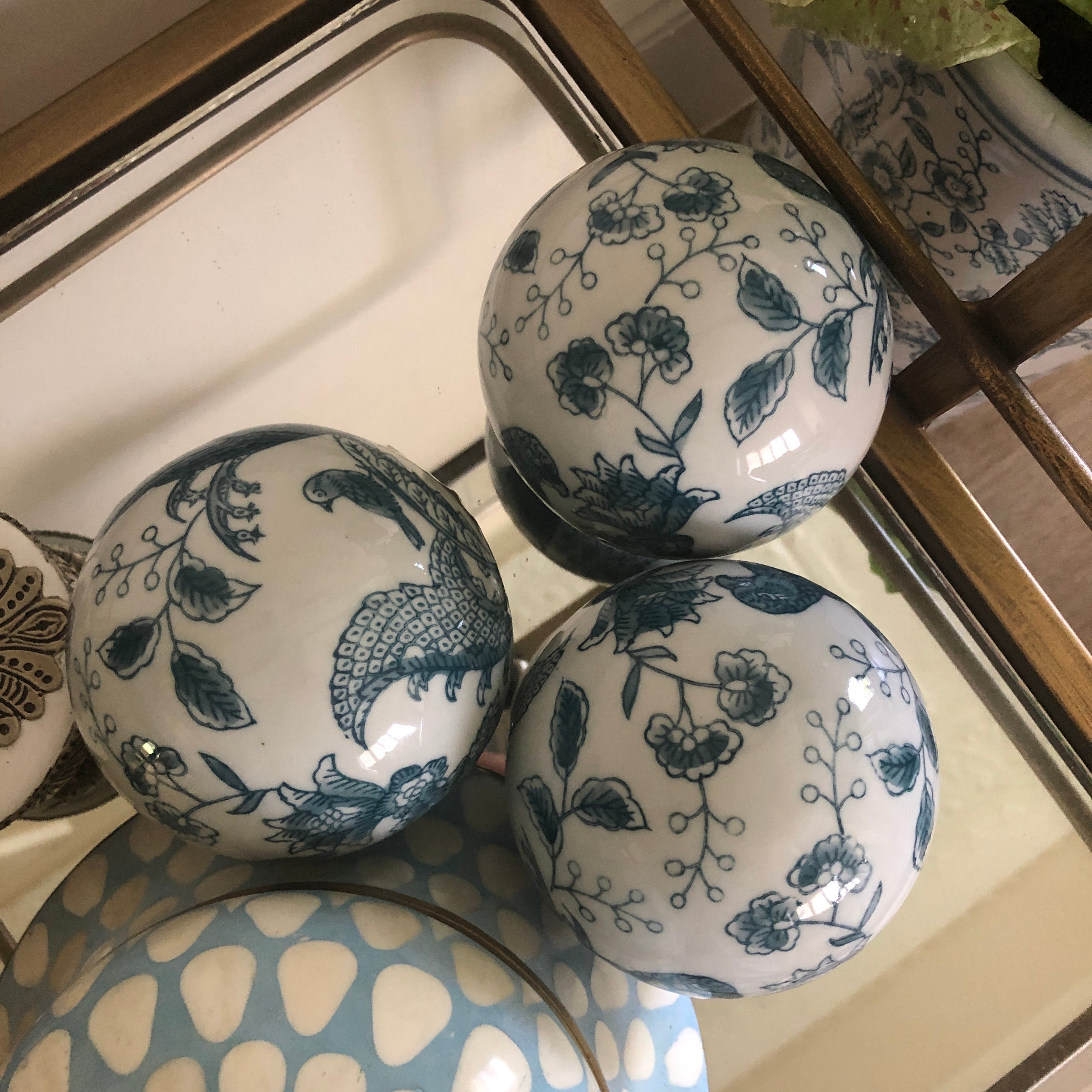 Chinoiserie Decorator Balls in Blue - Set of 4