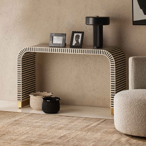 Bone Inlay Waterfall Console in Black