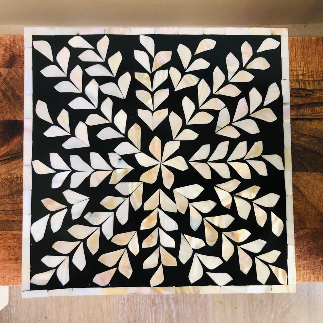 Mother of Pearl Inlay Trivet in Black