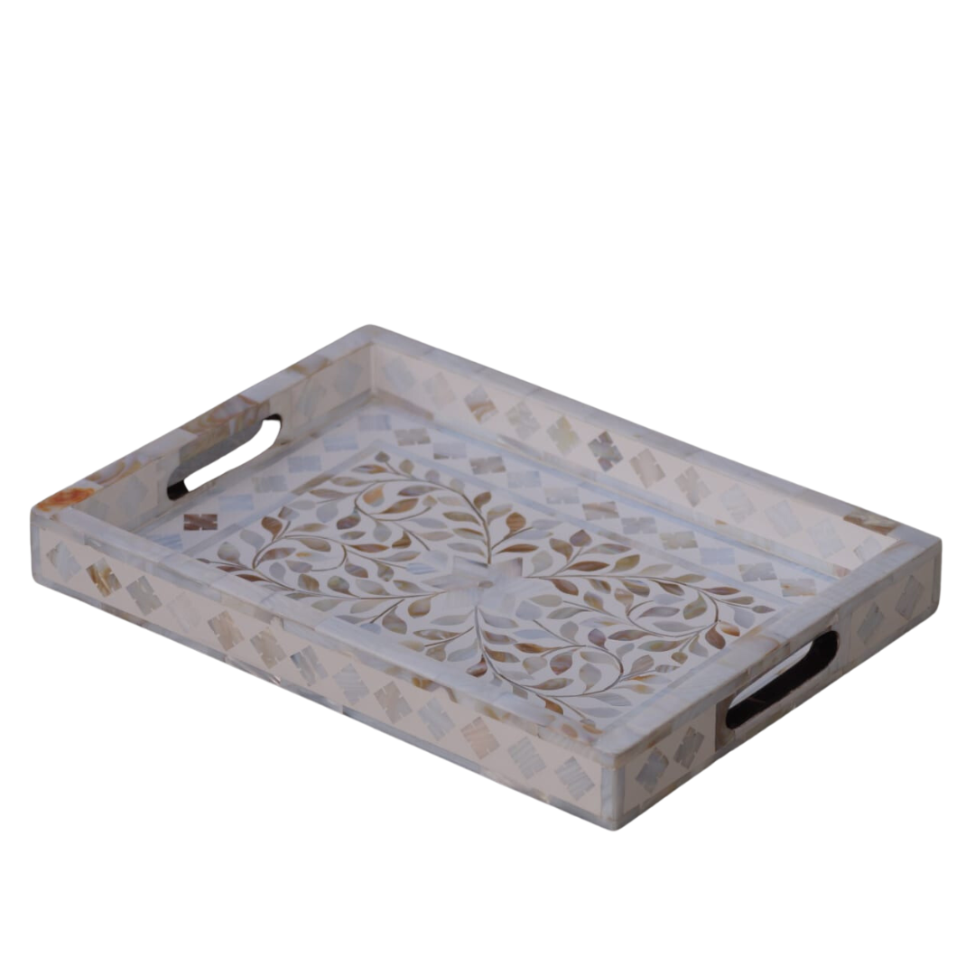 Mother of Pearl Inlay Moghul Bedhead in Grey (Queen Size)