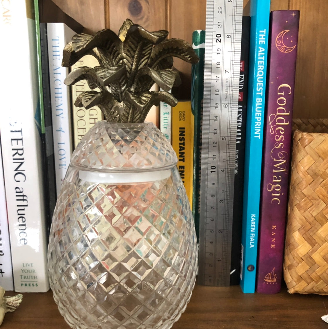 Cut Glass Pineapple Lidded Jar