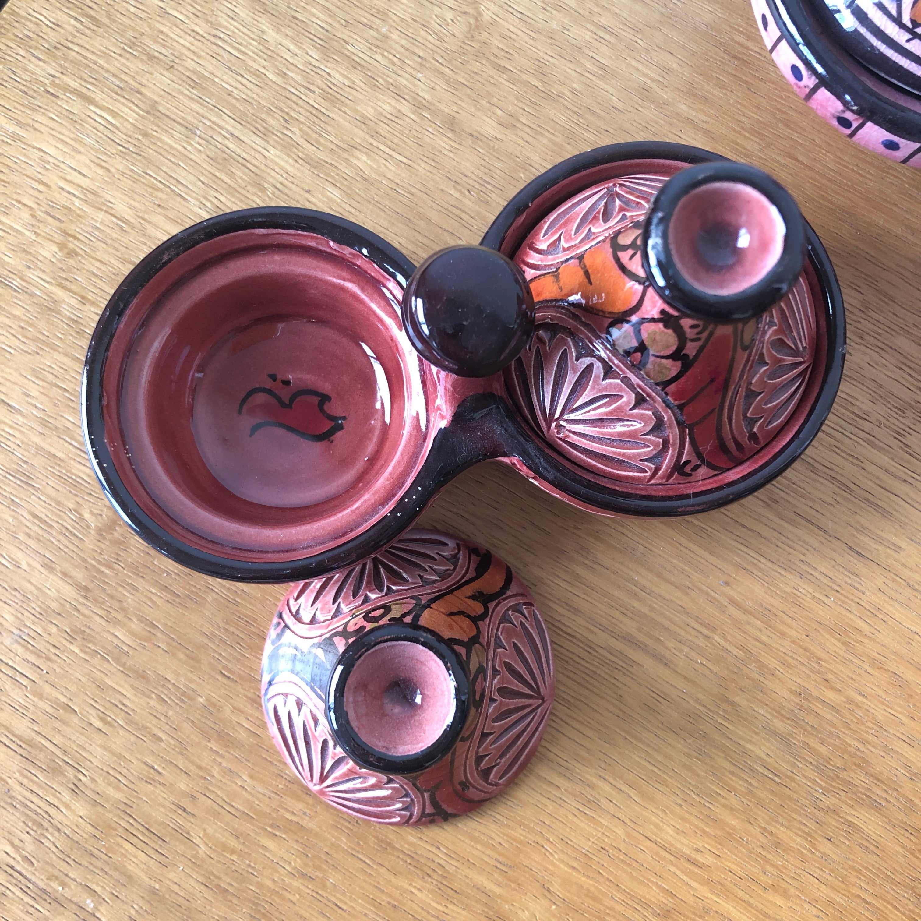 Moorish Fez Mini Dual Tagine in Auburn Red