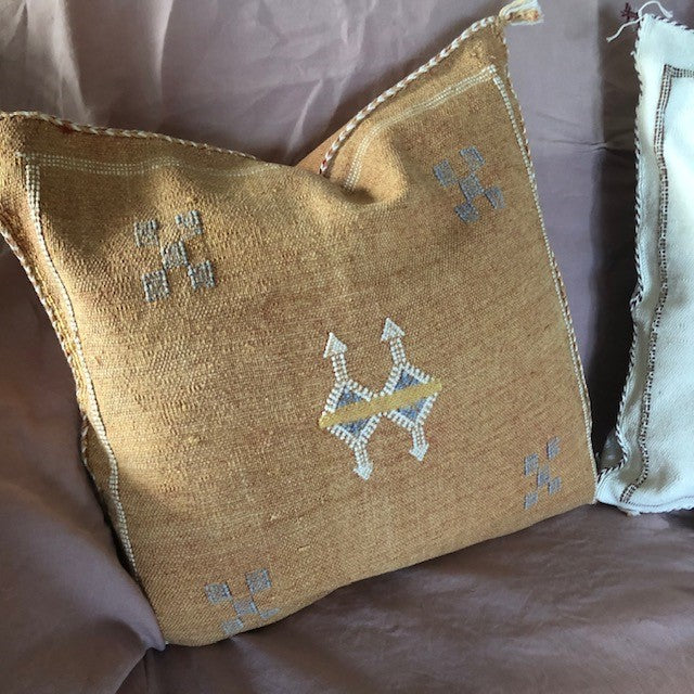 Genuine Moroccan Cactus Silk Pillow in Sandstone