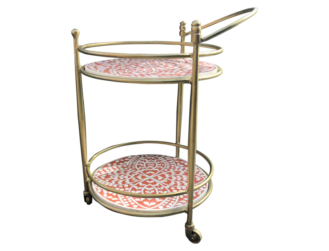 Raji Bone Inlay Drinks Trolley