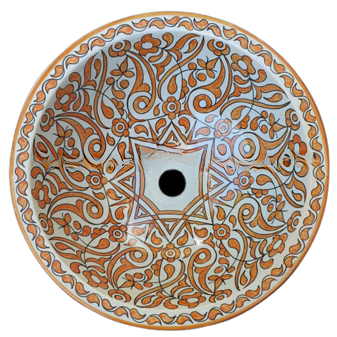 Safi Ceramic Basin in Gold Scheme