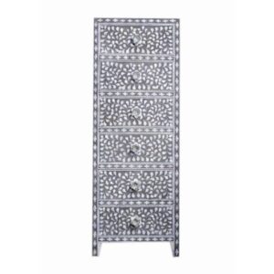 Mother of Pearl Inlay Lingerie Tallboy in Grey