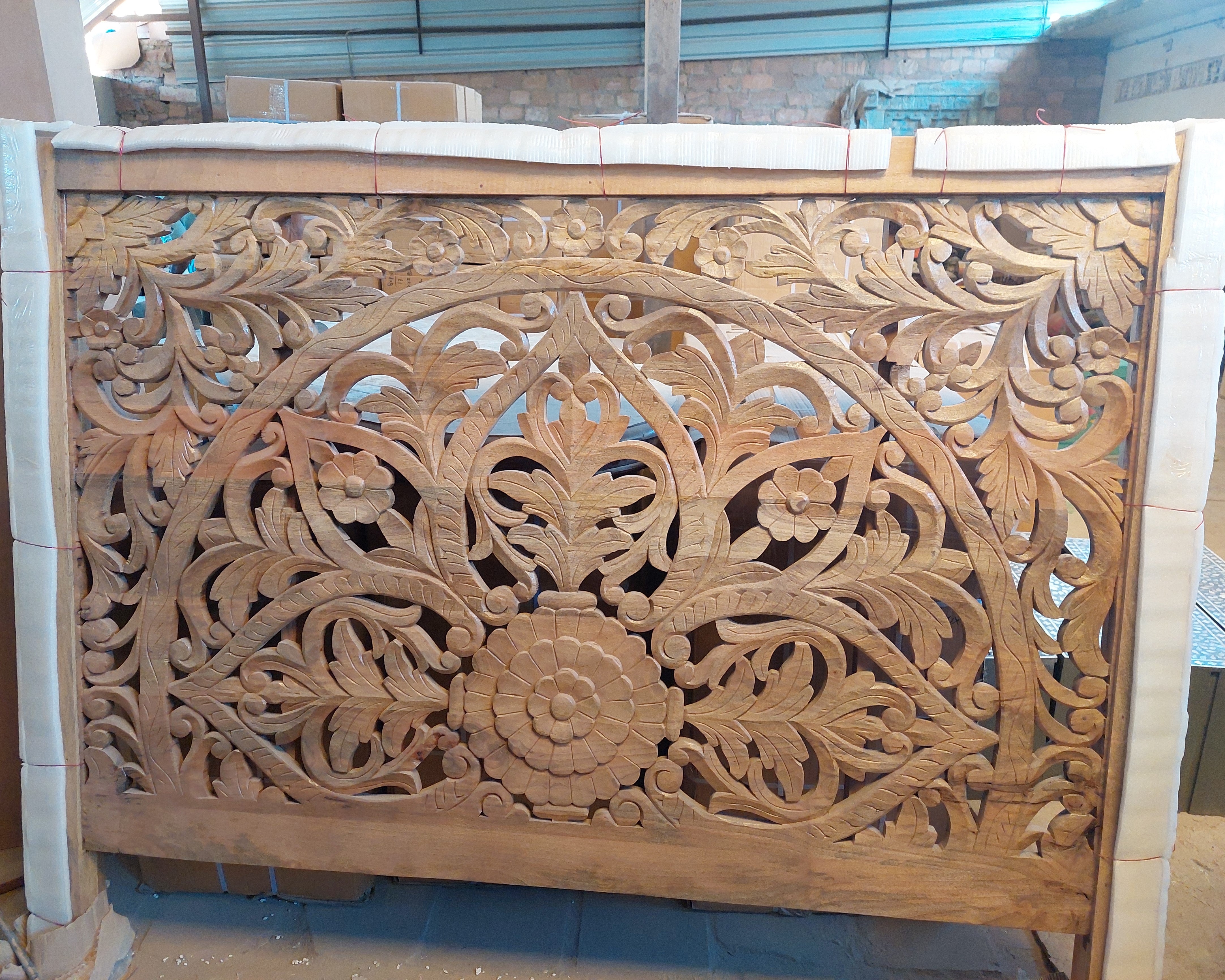 Hand Carved Timber Cut-Out Bedhead