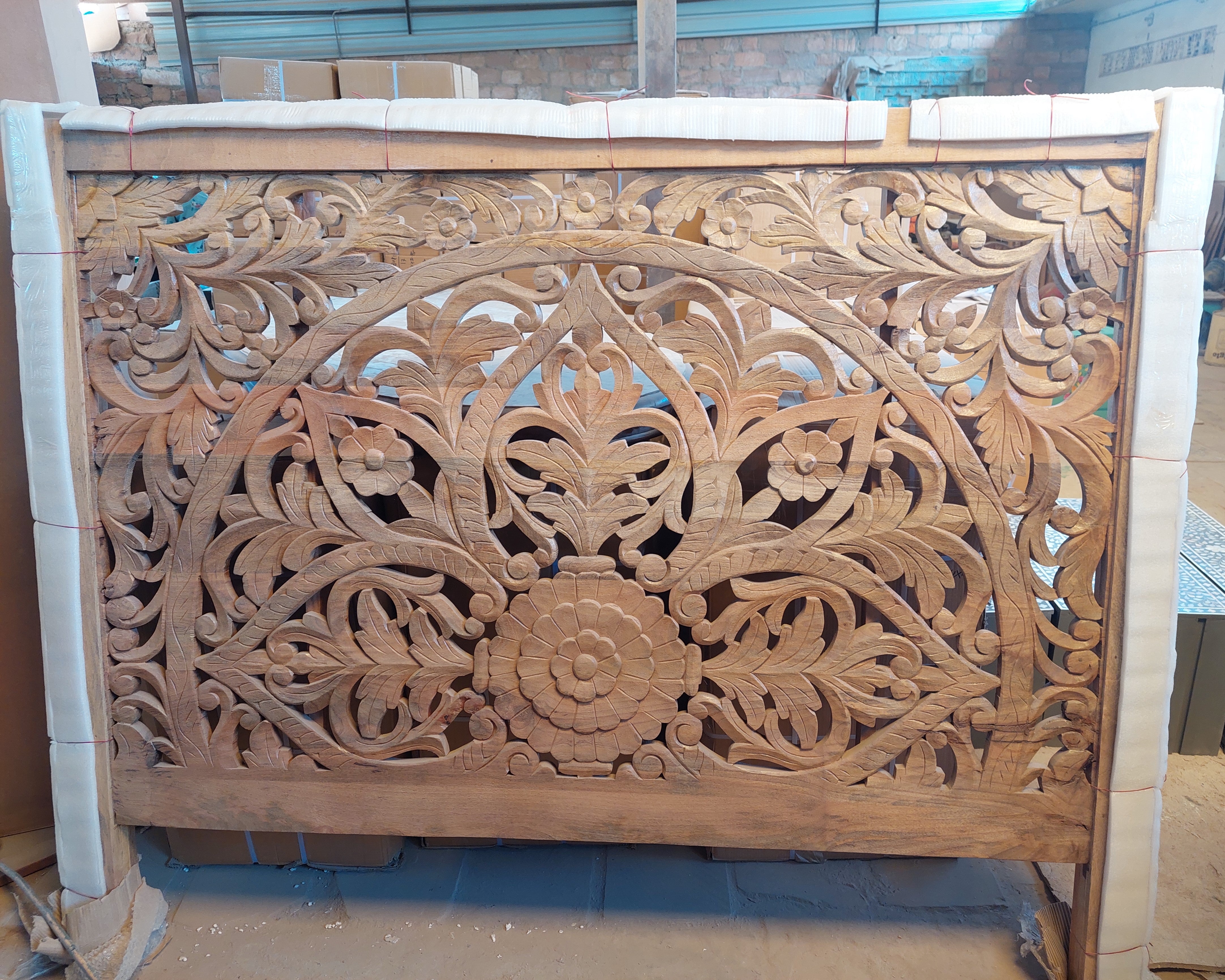 Hand Carved Timber Cut-Out Bedhead