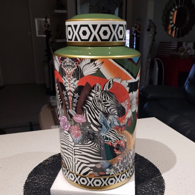 Zebra Ceramic Ginger Jar