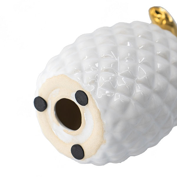 White Pineapple Ornament with a Gold Crown