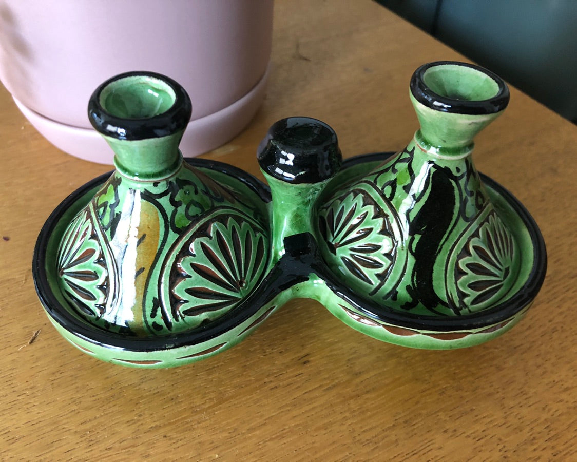 Moorish Fez Mini Dual Tagine in Green