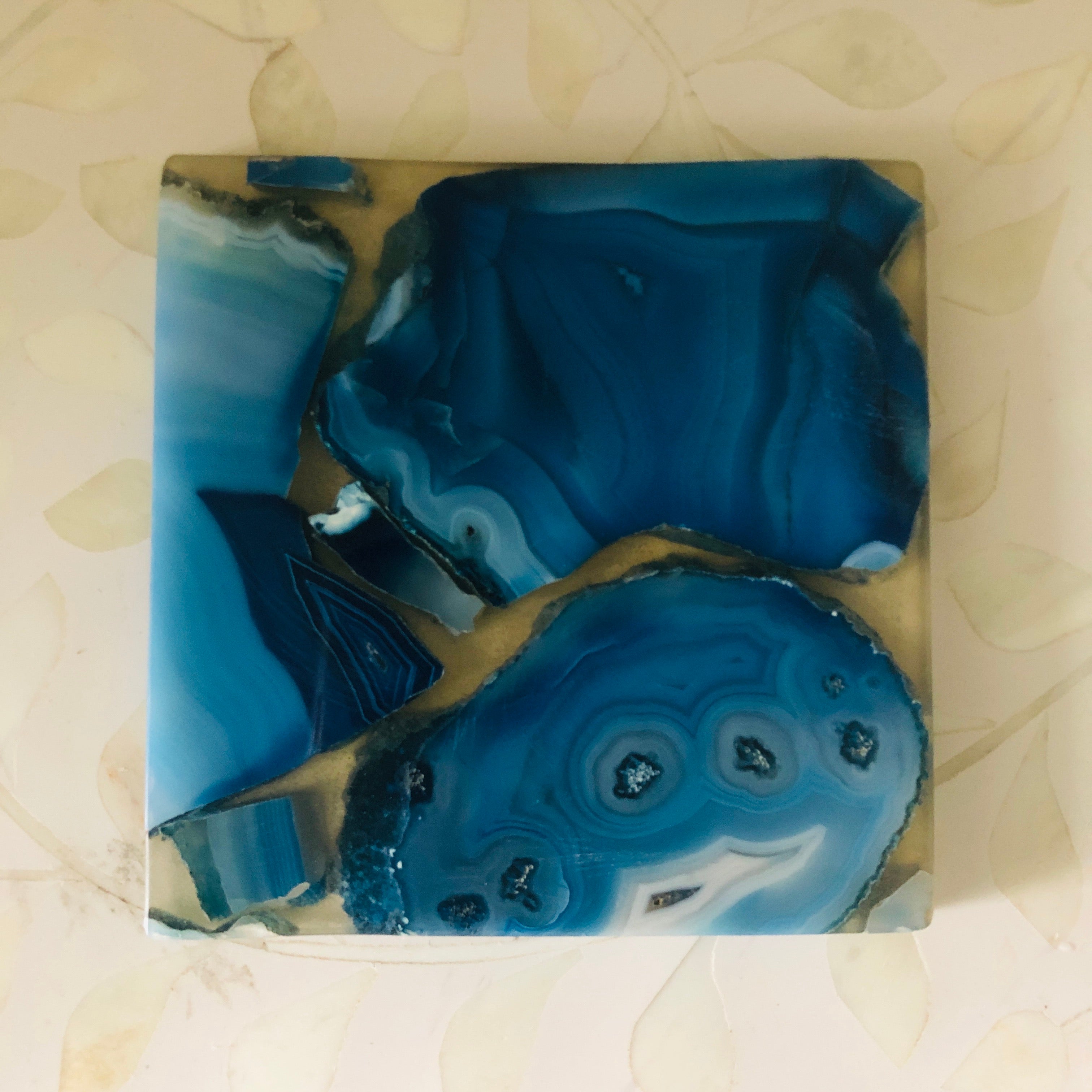 Agate & Resin Coaster in Blue