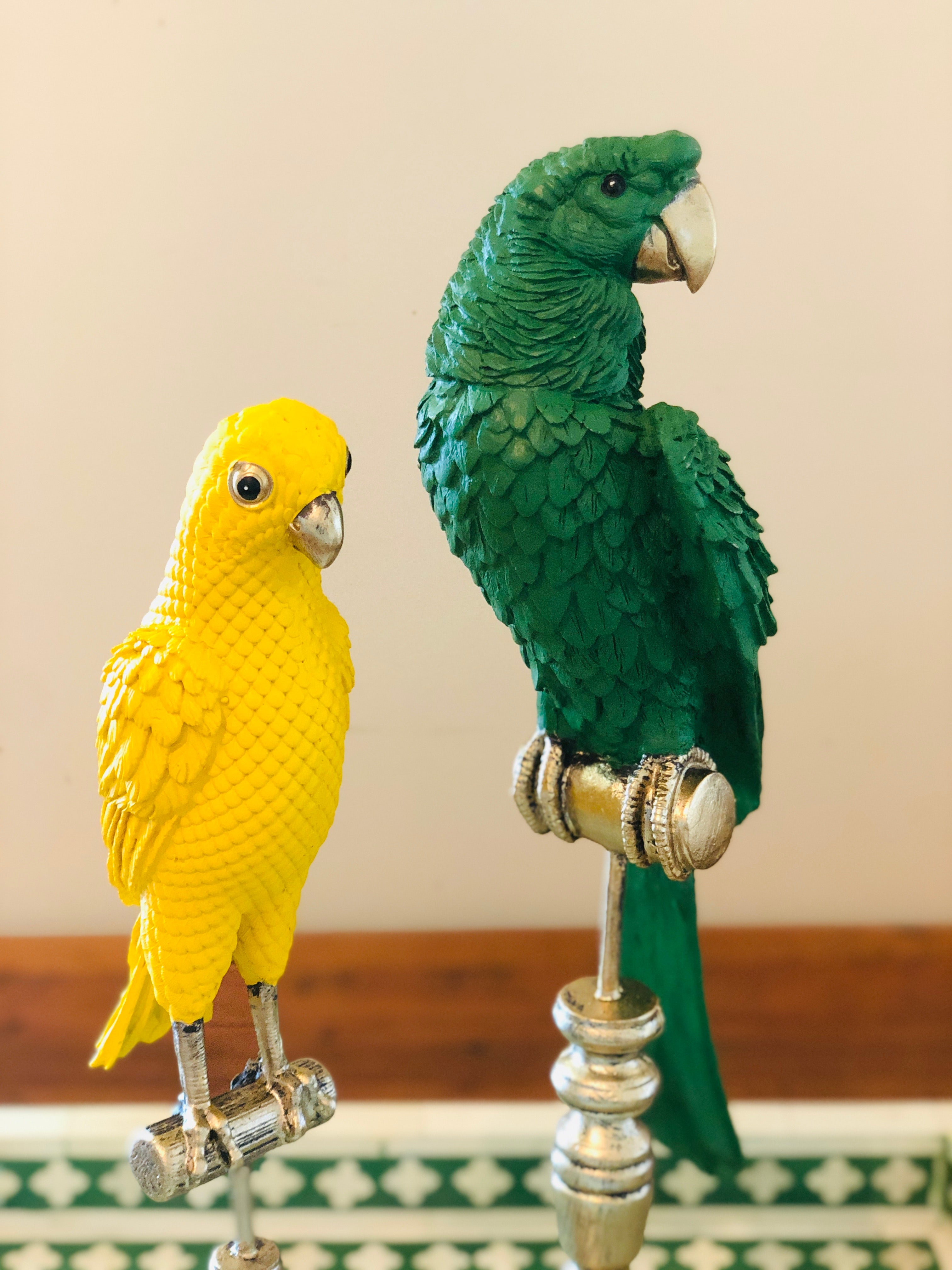 Parrot on Stand in Green