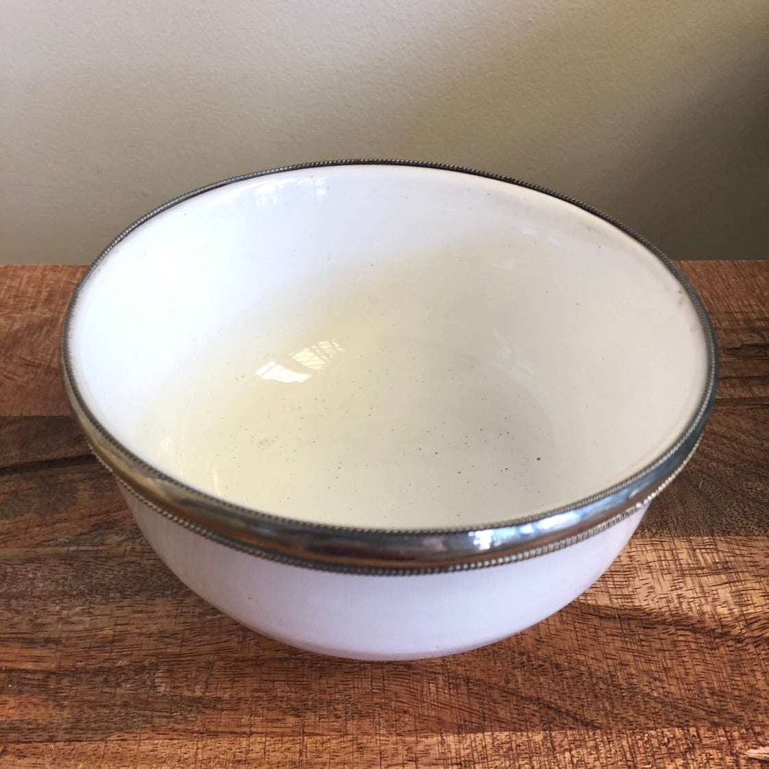 Fez Bowl with Silver Edging in White - Set of 2