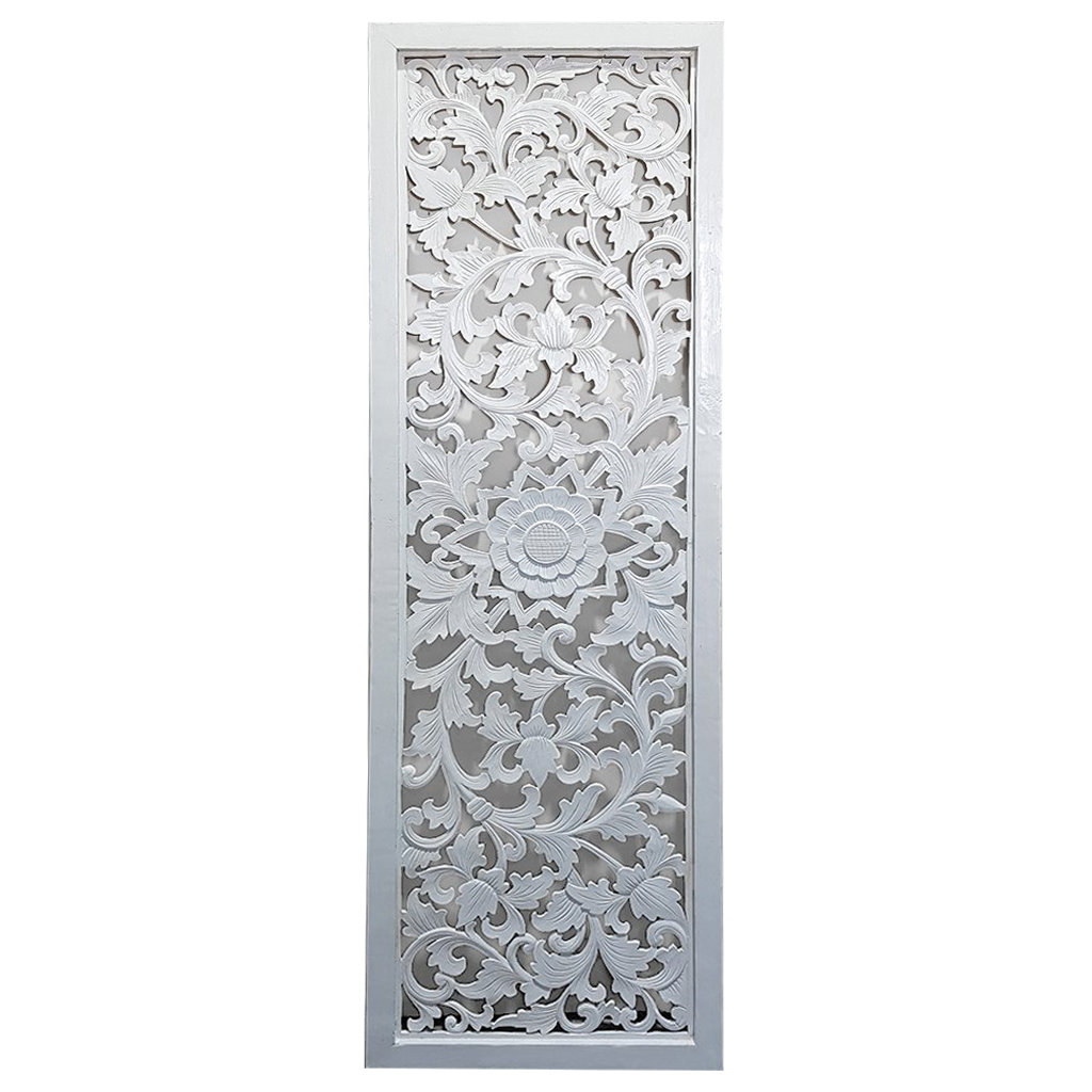 Carved Rectangular Cutout Bedhead in White