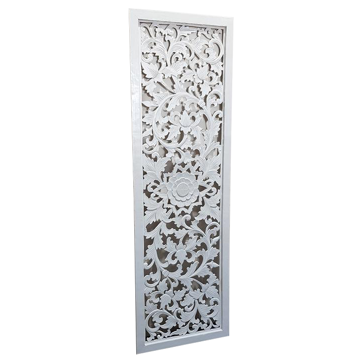Carved Rectangular Cutout Bedhead in White