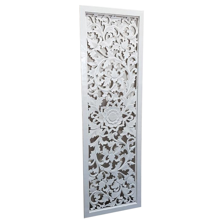 Carved Rectangular Cutout Bedhead in White