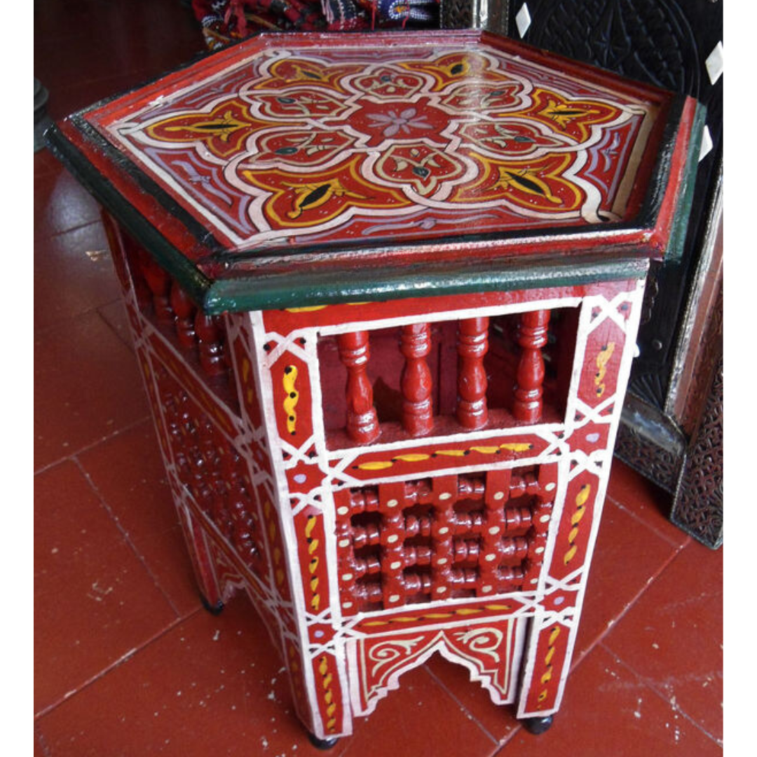 Handpainted Moroccan Octagonal Side Table