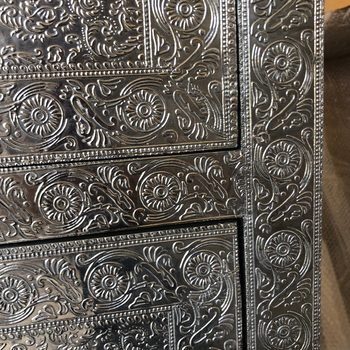 Embossed Metal 6 Drawer Chest