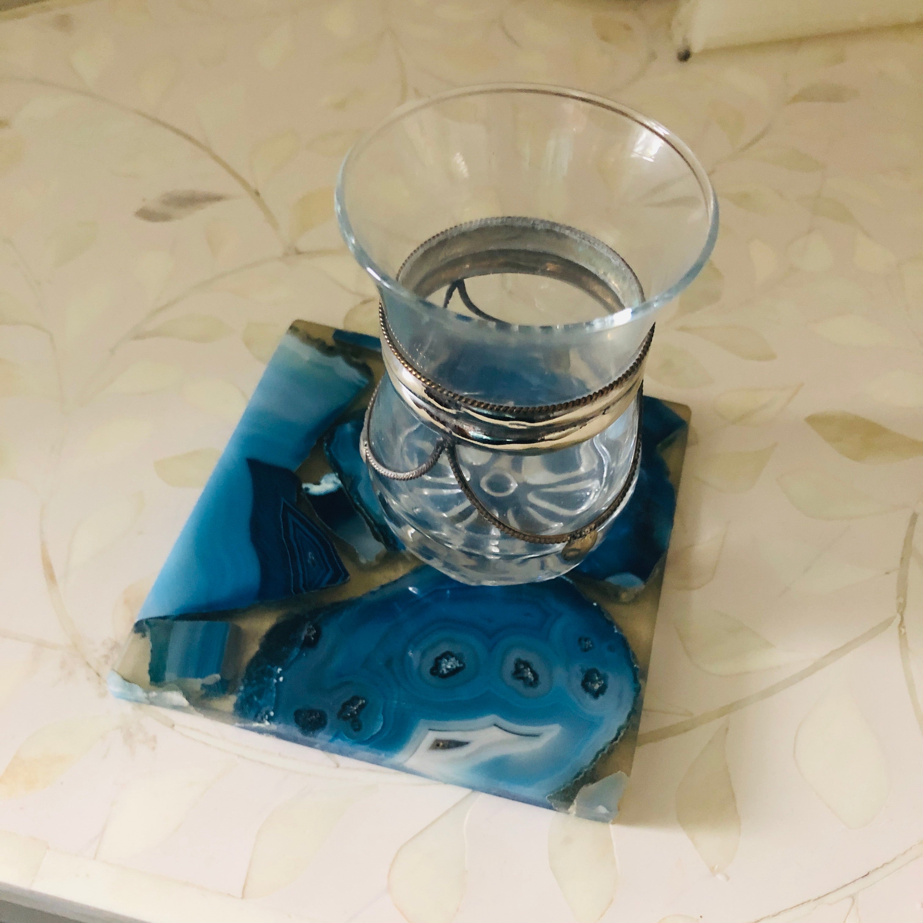 Agate & Resin Coaster in Blue
