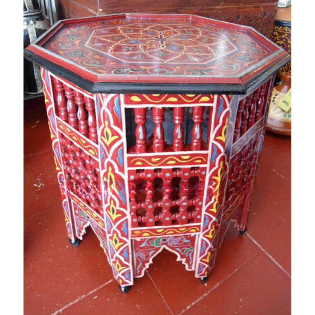 Handpainted Moroccan Octagonal Side Table