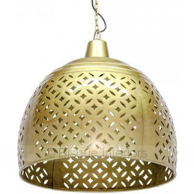Iron Carved Dome Pendant in Brass