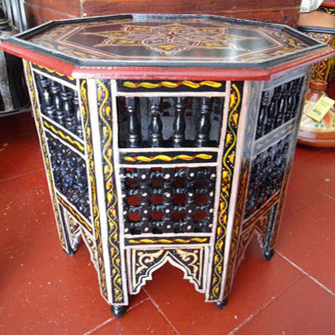 Handpainted Moroccan Octagonal Side Table