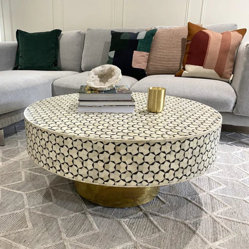 Bone Inlay Egypt Coffee Table in Charcoal