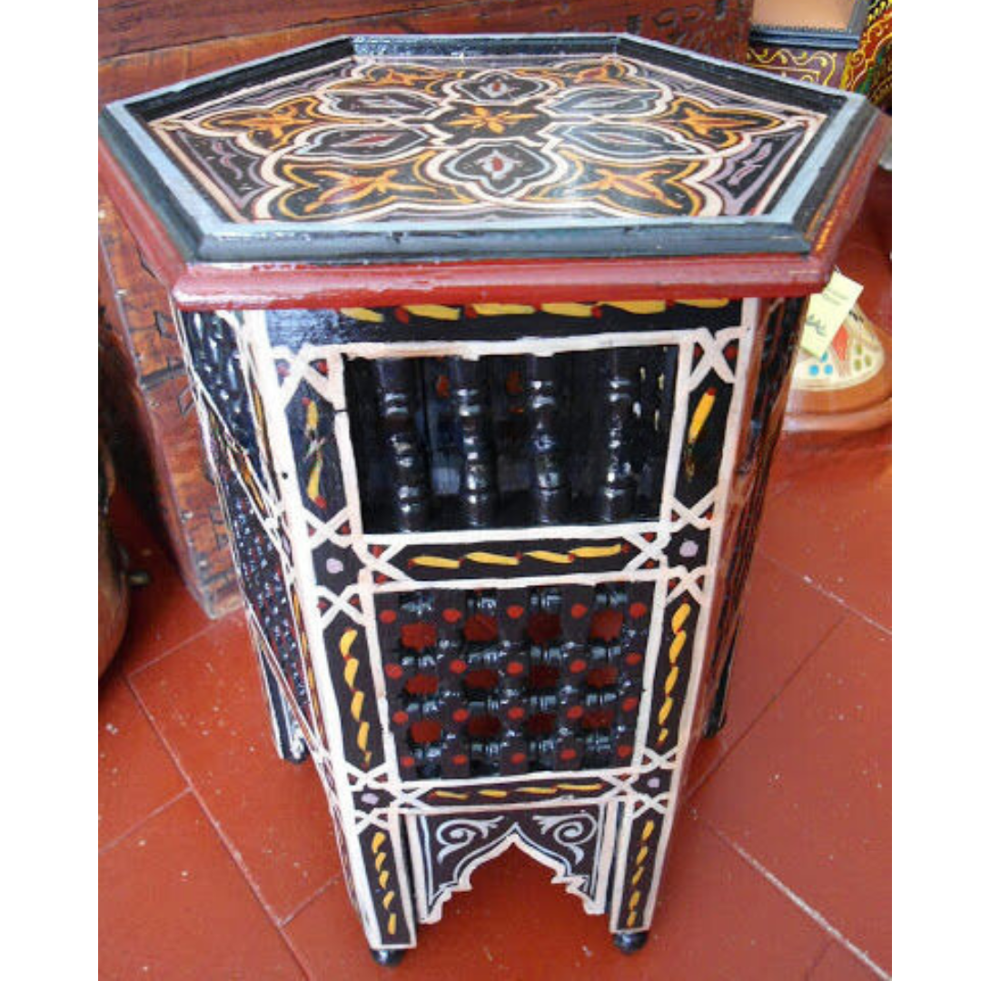 Handpainted Moroccan Octagonal Side Table