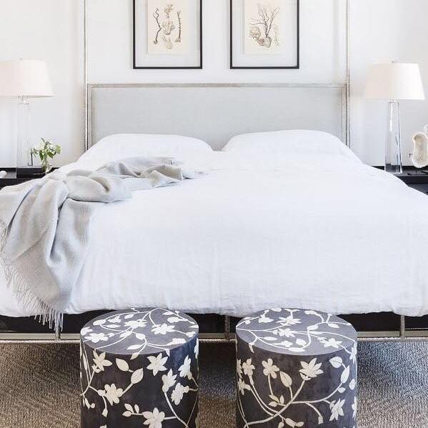Bone Inlay Fleur Side Table in Black