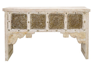 Old Brass Panel And Timber Console