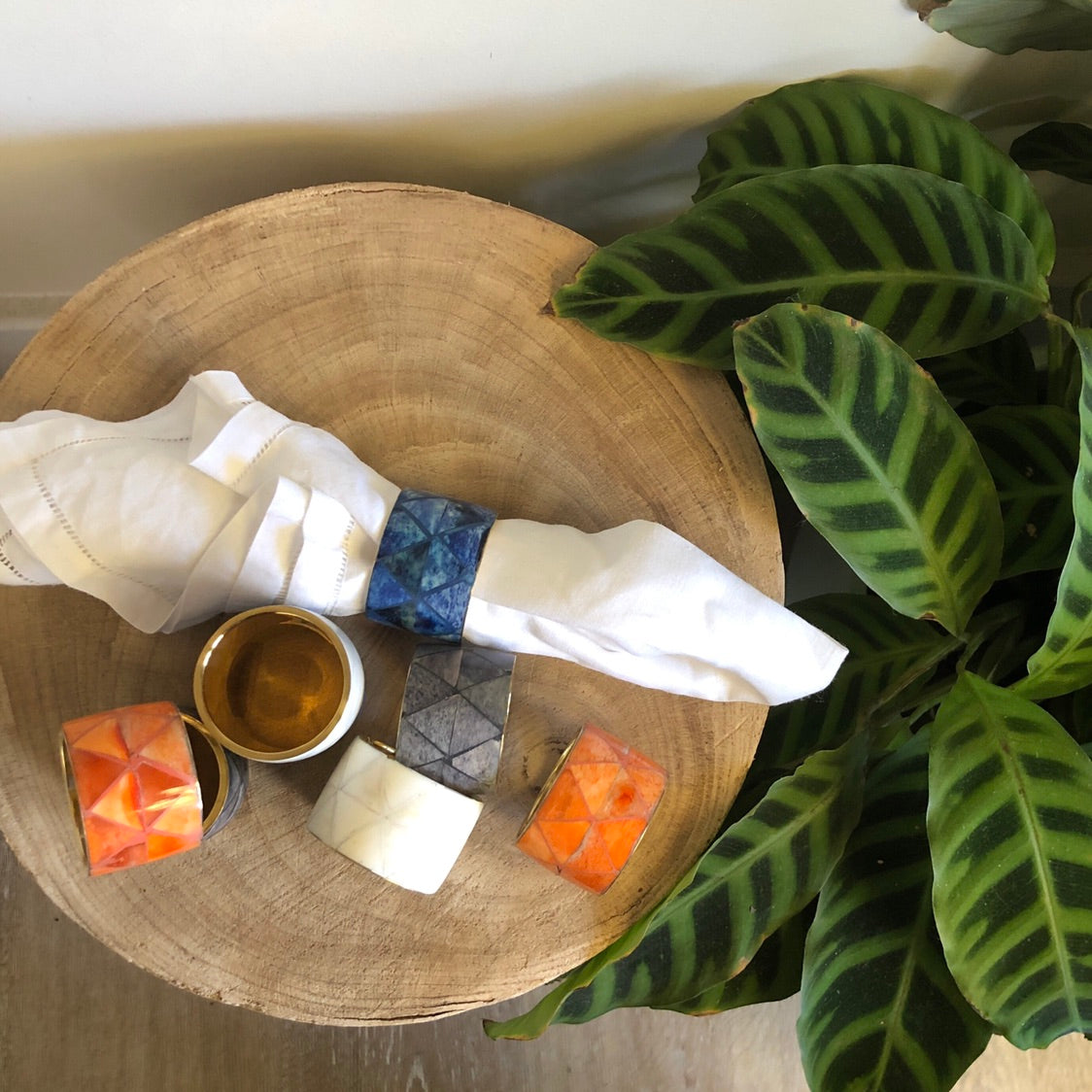 Bone Inlay Napkin Ring in Black