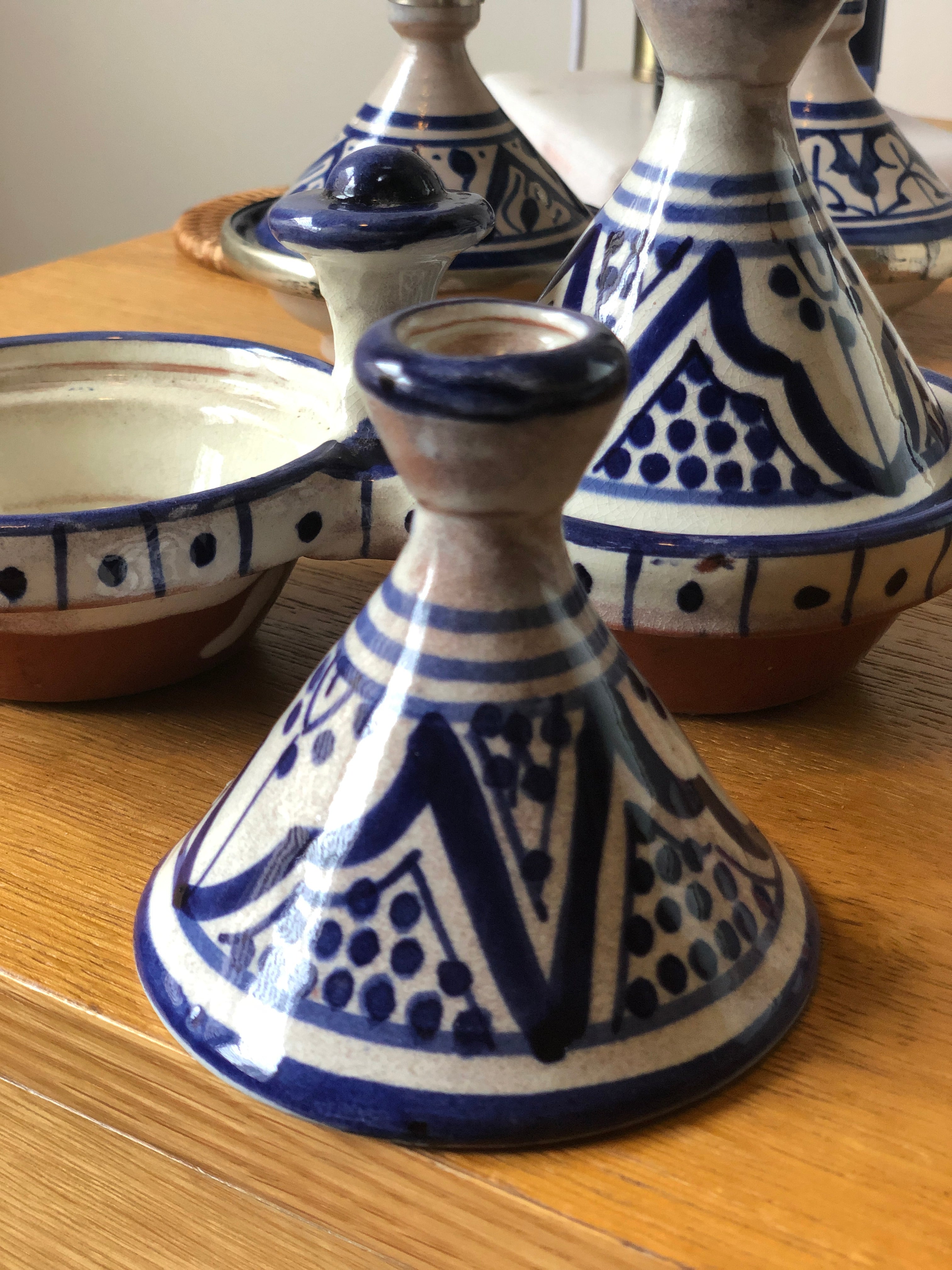 Moorish Fez Mini Dual Tagine in Blue & White