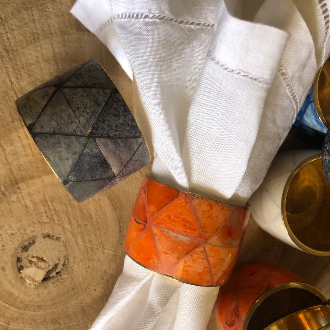 Bone Inlay Napkin Ring in Ochre